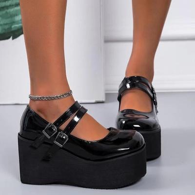 New Female Lolita Cute Mary Janes Pumps Platform Wedges High Heels Women's Pumps Sweet Gothic Punk Shoes Woman