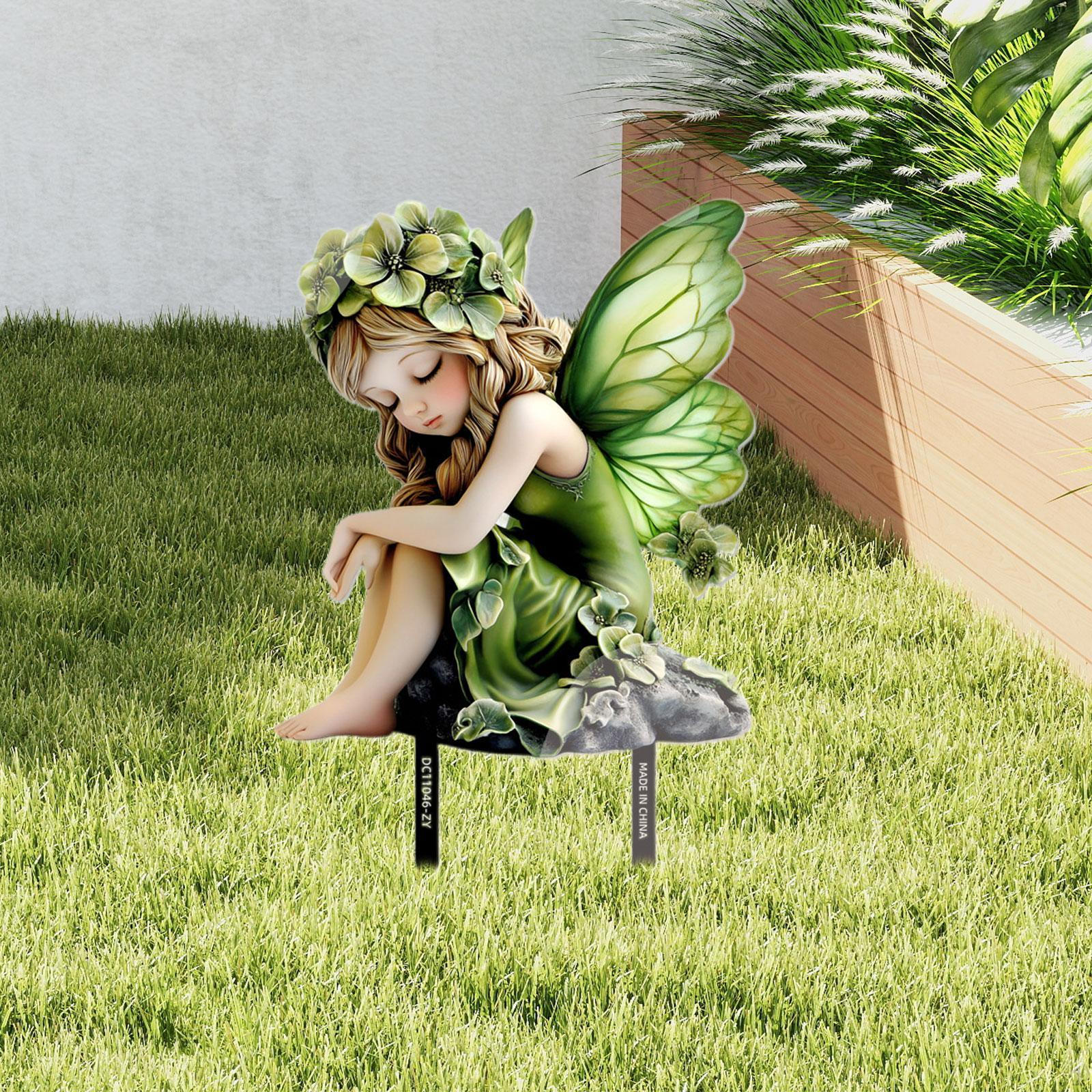 

Садовый колышек в виде статуэтки феи, табличка для двора, ПВХ 2D двухсторонний узор, украшение для газона, патио