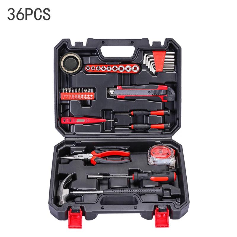 19/43/120 Piece Hand Tool Kit Set with Toolbox MultiFunctional Household DIY Tool Set with Screwdriver Hammer Wrench Pliers Tape