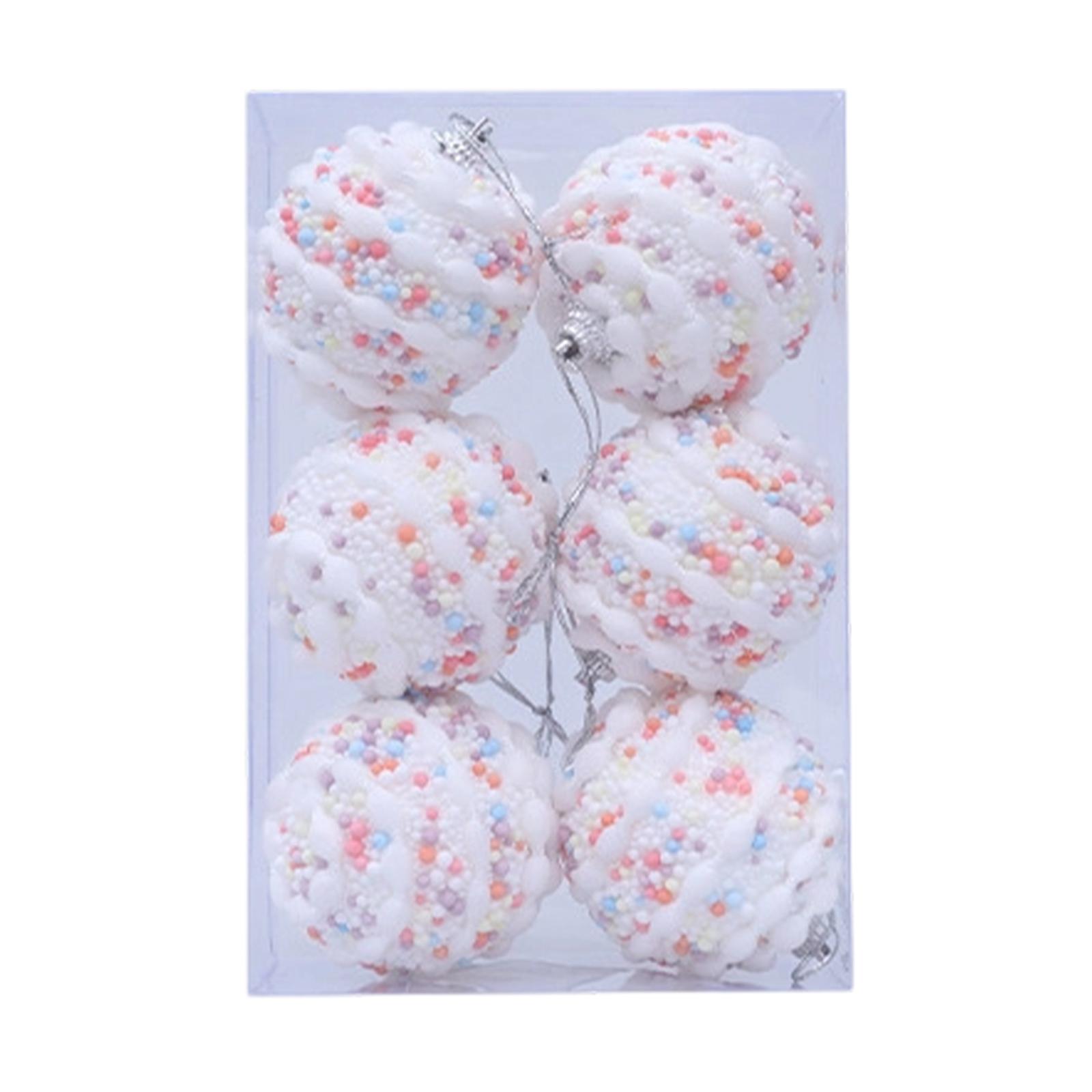 

6Pcs Christmas Tree Hanging Decorations Xmas Decor Decorative Hanging Baubles for Wedding Wall Celebration Wreath Garland Porch білий