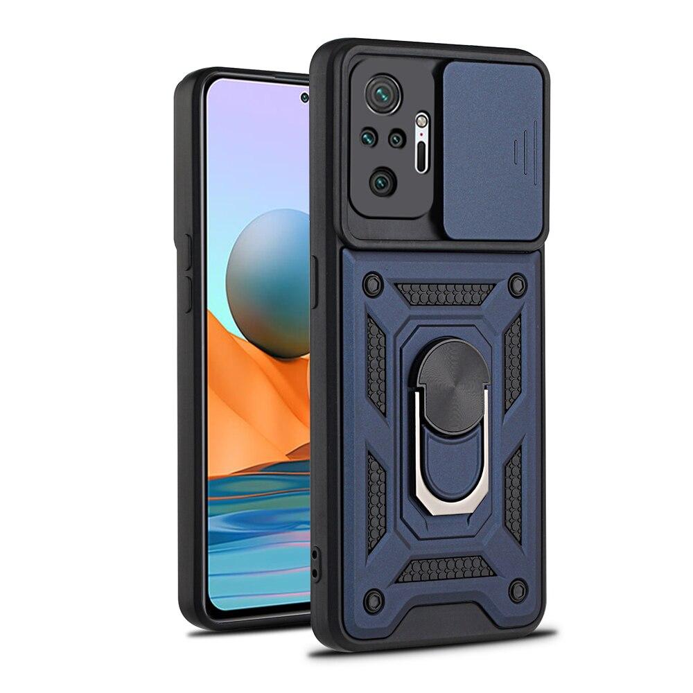 Sliding Camera Shockproof Case for Xiaomi Redmi Samsung Galaxy iPhone Huawei Honor OPPO VIVO Car Magnetic Mount Protection Ring Cover