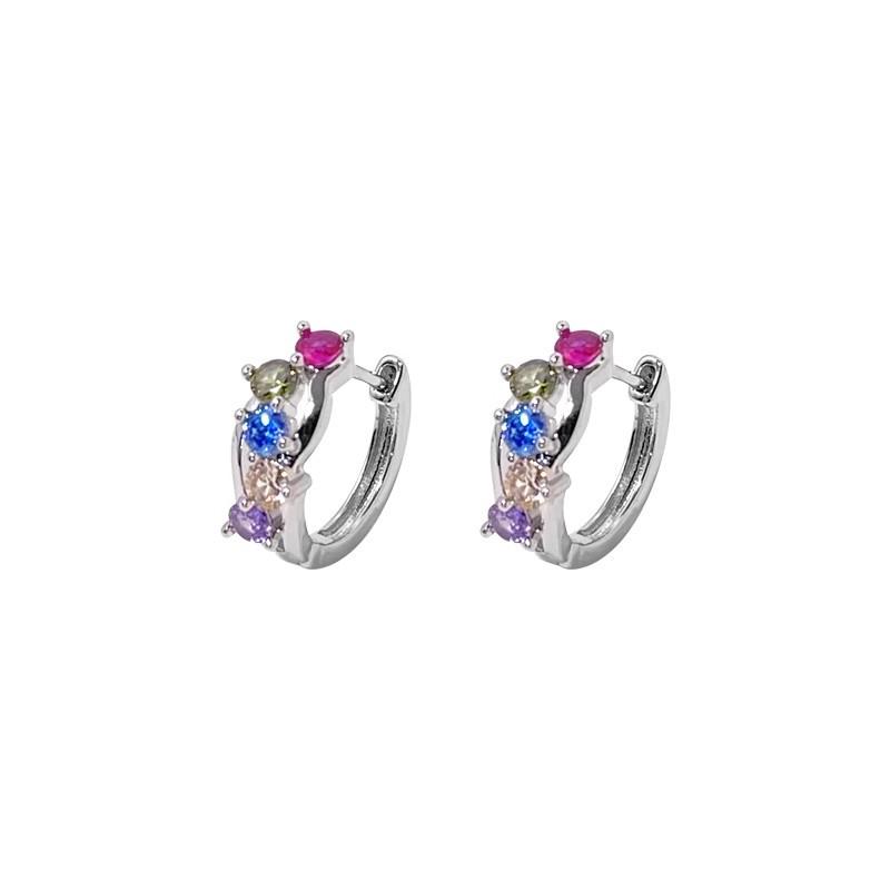 Colorful Flashing Zircon Stud Earrings: Women's Luxury Fashion, Unique Design from Japan and South Korea