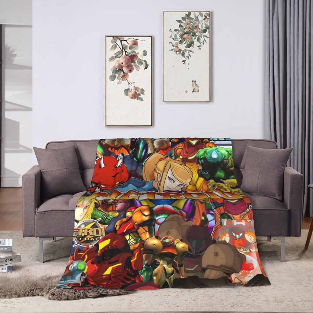 Metroids Hero Game  Blanket  Warm Soft  Plush Bedding Throws For Couch Chair Sofa Bed Travel Office Flannel Bedspread Bed Cover