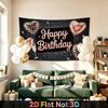 Party Backdrop Happy Birthday Birthday Rose Heart Photo Booth Background Front Door Decor