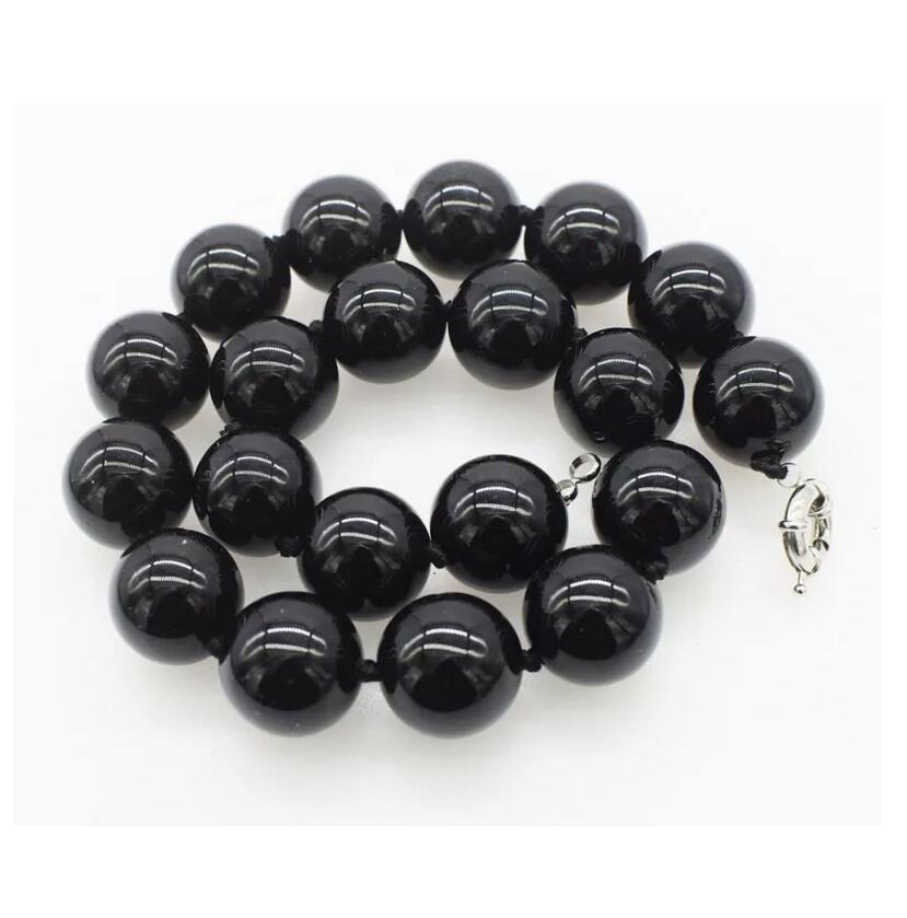 

Оптовое круглое колье из черного агата 18 мм 18 дюймов