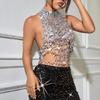 Chic Gemstones Adorned Backless Pieces With Metal Chain Unique Body Chain For A Sophisticated And Daring Appearance