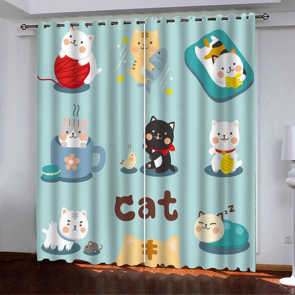 High-Density Blackout Curtains Cartoon Cat Animal Claws Series Digital Printing Blackout Curtains