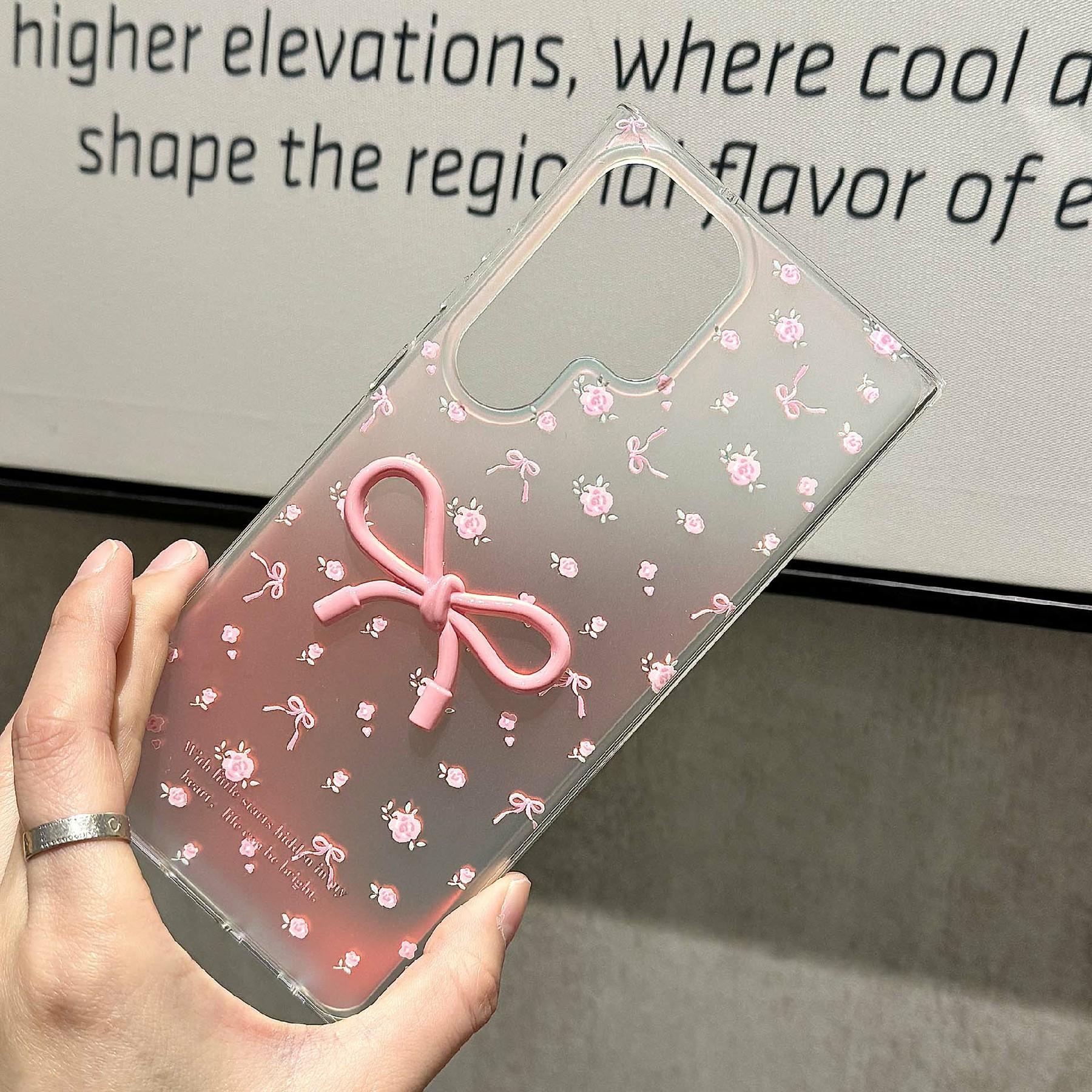 

For Samsung Galaxy S25 Ultra Case Flower Pattern IMD TPU Phone Cover with Chain Type A