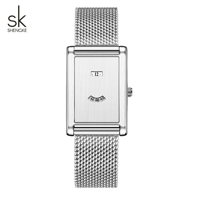 Women Rectangle Quartz Wristwatch Leather Strap Date & Minute Display Dress Daily Watch