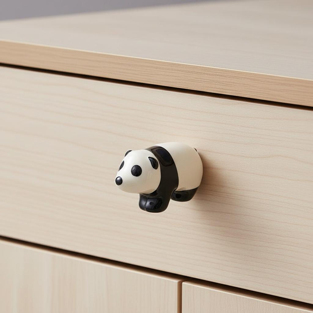 Ceramic Cabinet Knob Single Hole Design Panda Koala Shapes for Furniture Decoration