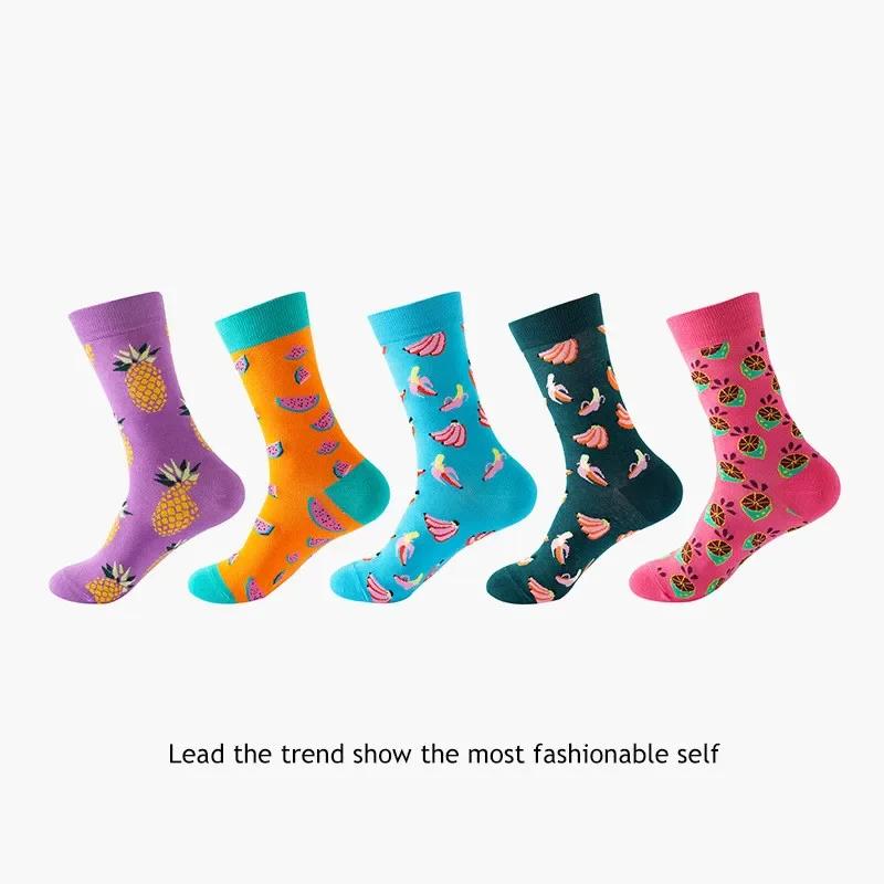 36 Styles Men's Cotton Dress Socks Bulk Pack - 5-Pair Trendy Funny Casual Socks Gift Set for  & Dropshipping