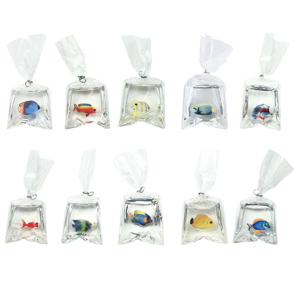 10 Goldfish Water Bag Earrings: Transparent Resin Pendant Jewelry DIY Kit