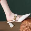 2025 Summer New French Retro Pointed Thick Heel Bag Head Half Slippers Women Wear Muller Shoes Cool Slippers Women