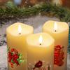 Eywamage Fiber Optic Flameless Candles with Remote, Cardinal Gingerbread Candy Canes Candles Flickering LED Pillar Candles Set of 3