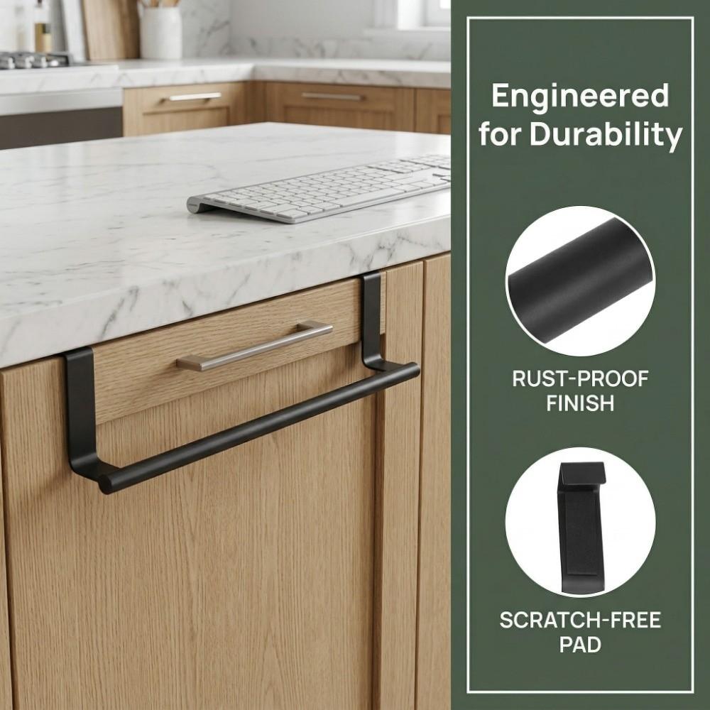 2 PCS Stainless Steel Towel Bar Black Over Door Towel Rack  Home Dorm Hotel Apartment