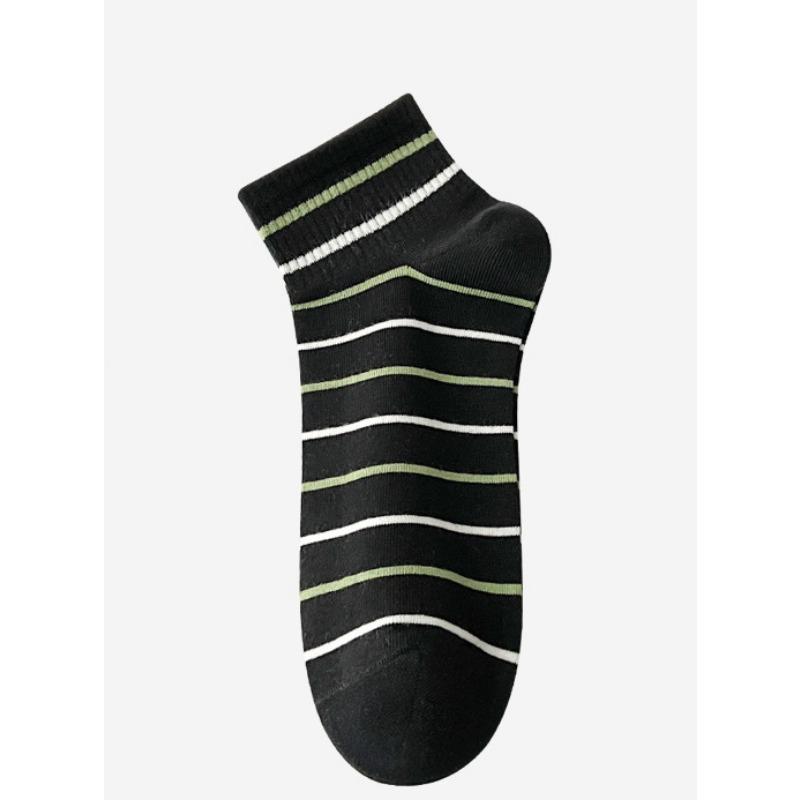 Men's Spring Short Socks, Striped Letter Embroidered Trendy Socks, Running and Fitness Sports Socks