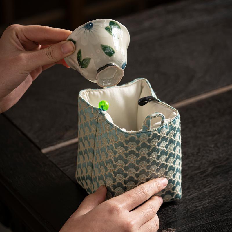 Large Handmade Tea Bag Storage Pouch Portable Vintage Tea Accessories for Cup Teapot Gaiwan