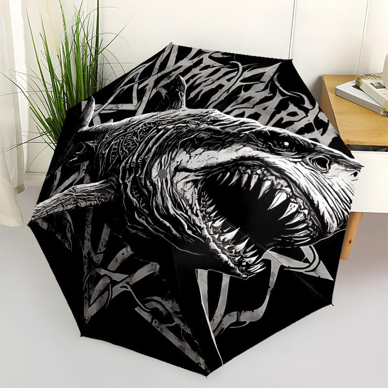 1PC Shark Artwork Automatic Folding Umbrella Automatic Open/Close, Automatic Folding, 8-Rib Durable Frame, Portable Travel Umbrella 709