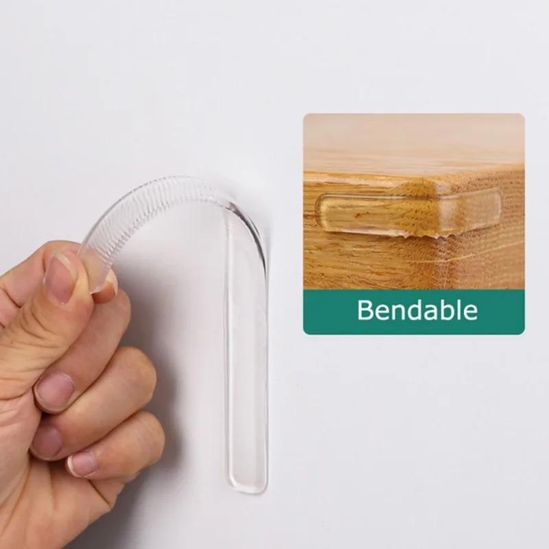 Silent Door Stops, 10-Pcs Self-adhesive Silicone Pads, Cot Bumper Pads, Fridge Bumper Strips, Wall Protection Strips