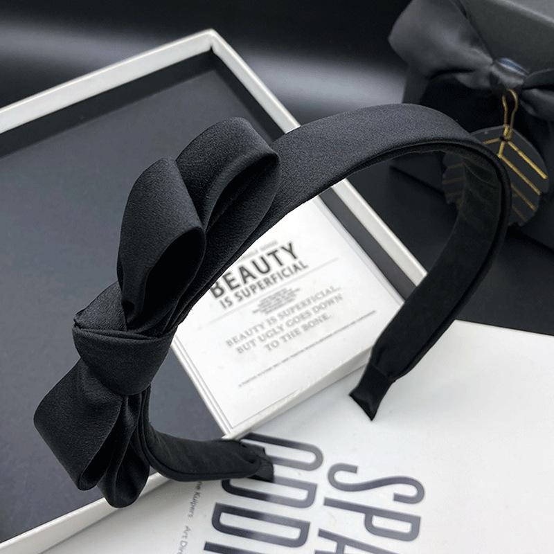 Black Narrow Edge Bow Hair Clip Headband for Women - Chic Fairy Style