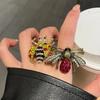 Cute Enamel Insect Rings Colorful Sparkling Rhinestone Ladybug Beetle Ring Punk Y2K Jewelry Gift For Women