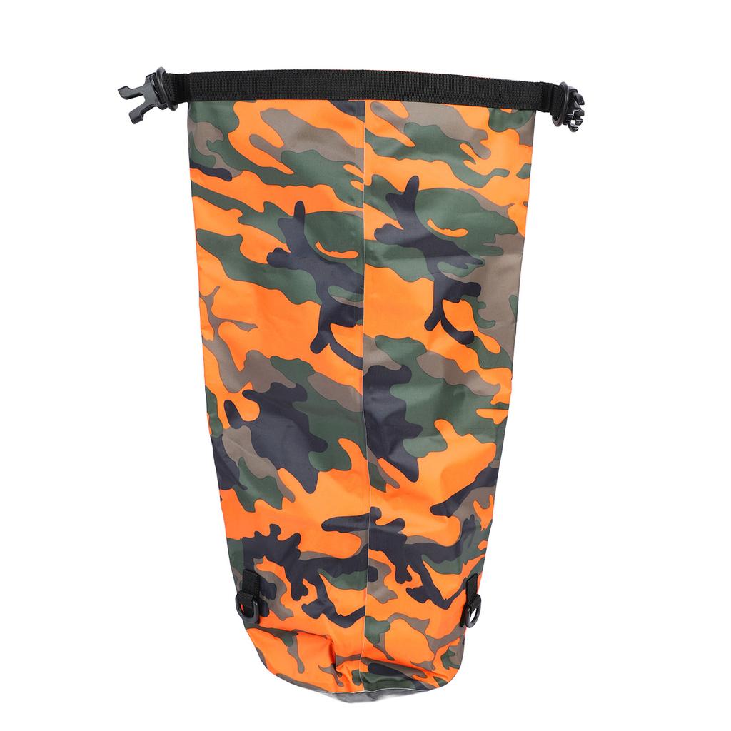 Saco Estanque Impermeável Poliéster PVC Leve Dobrável Portátil Enrolável Saco Estanque para Natação Camuflado Laranja 20L