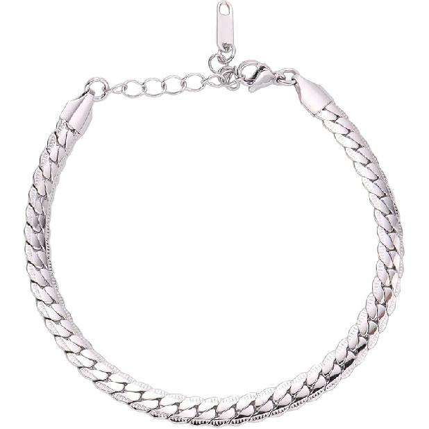18k Gold Plated Cuban Snake Stainless Steel Bracelet Set for Women Man Gold Stainless Steel Cuba