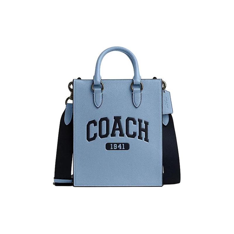 

COACH Dylan 21 versatile fashion cowhide Tote bag Tote bag shopping bag portable shoulder crossbody bag small size men s cornflower color коричневий