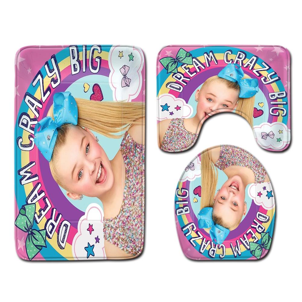 Animation Bathroom Floor Mat Three-Piece Bathroom Carpet Toilet Mat Set Door Mat Bathroom Non-Slip Mat