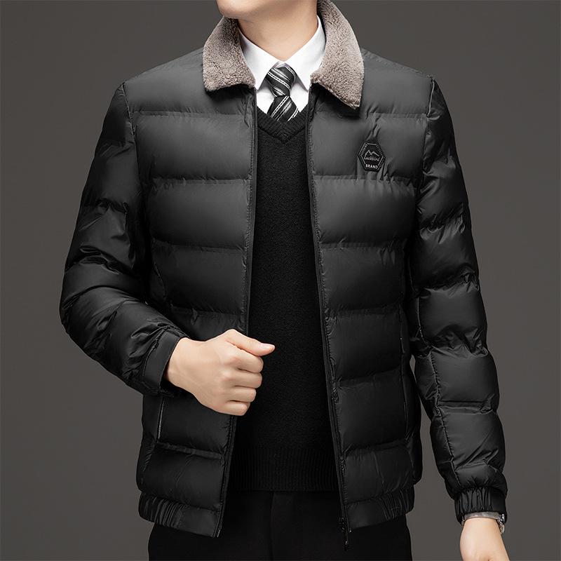 Graphene Plus Samt Verdickte Baumwolljacke für Herren im Winter Business Casual Revers Wollkragen Jacke Warme Baumwollkleidung Businesskleidung