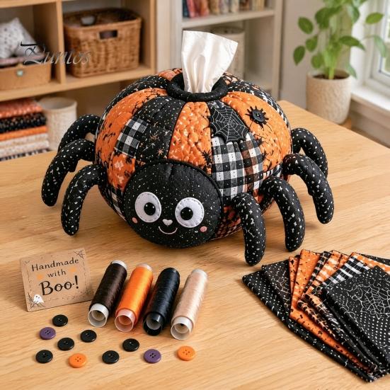 Kreatives Halloween-Geschenk für sie Taschentuchbox DIY Nähset, Thema, Patchwork-Stoffhandwerk Vampir Fledermaus Set, Handarbeit Gesteppte Hülle, Zuhause Und