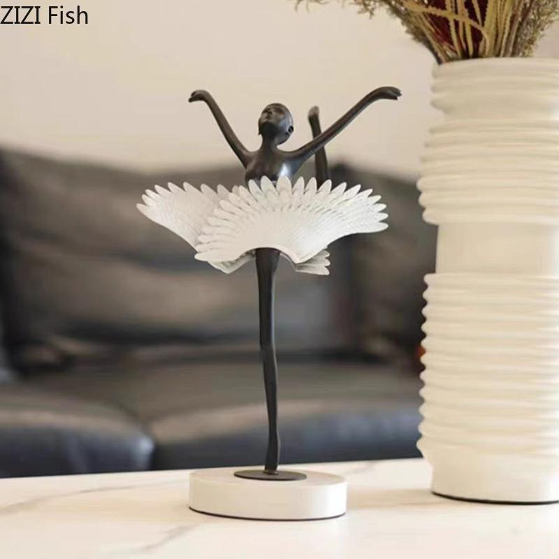 Ballet Angel Figures Sculpture Desk Decoration Ornaments Flying Dancer Abstract Character Metal Statue Room Aesthetic Decor