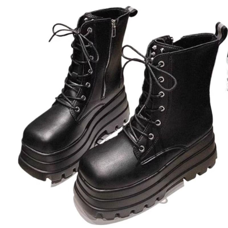 Weiches Leder Cos Schuhe 20 cm Höhenzunahme und zeigen Beine schlank Plateauschuhe 9 cm Britischer Stil Plateau neue kurze Stiefel kurze Martin Stiefel