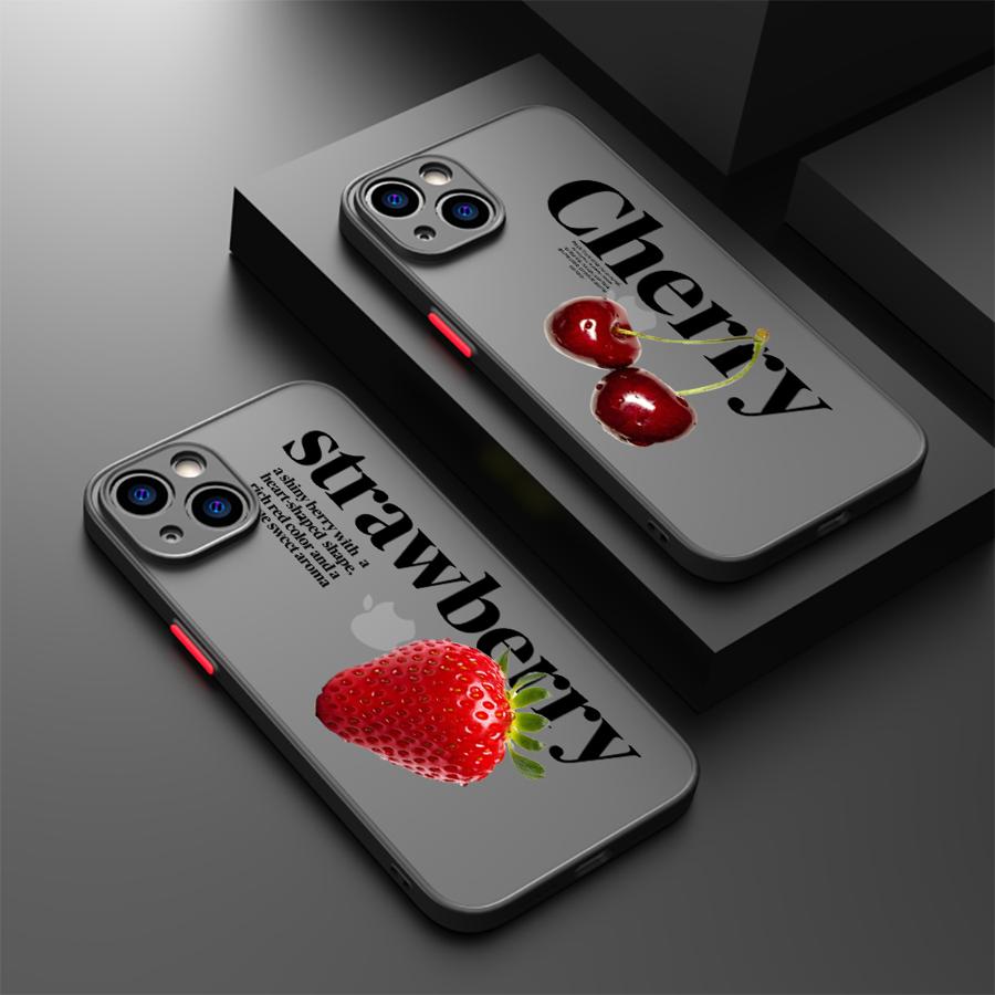 Cherry Strawberry Case for iPhone 17 Pro Max 15 13 Mini 14 Air 16 Plus 11 7 8 SE 12 XS XR Funda Back Phone Cover