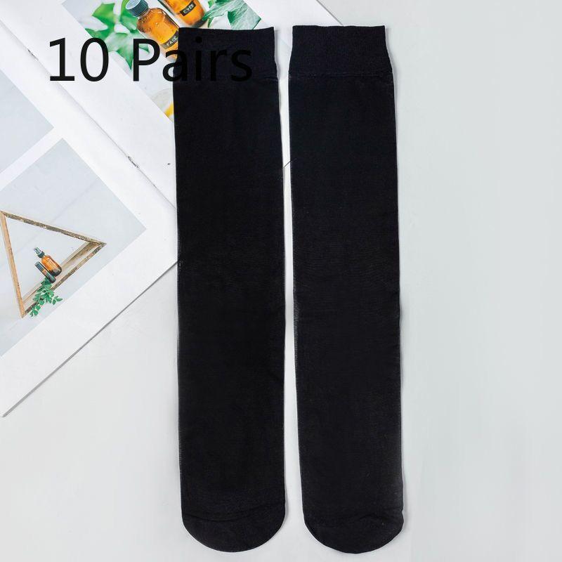10 Pairs of Mid-calf Black Stockings for A Summer, Thin and Pressure-reducing Style, Tall and Knee-high White Stockings for A Woman