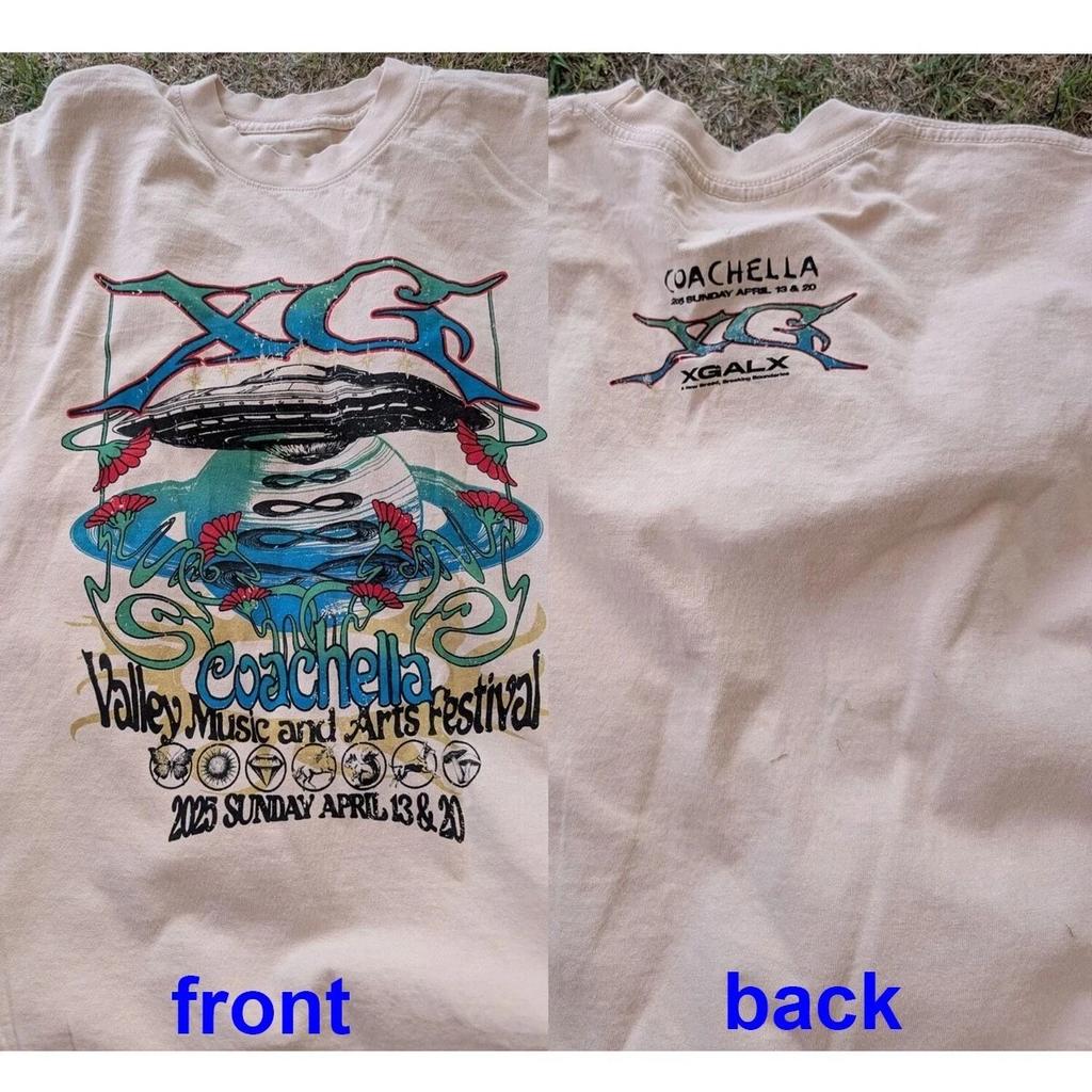 NEW!!! Coachella 2025 Xgalx With Ufo Unisex reprint T-Shirt Men's T-Shirt Black Casual Crew Neck Cotton Tee