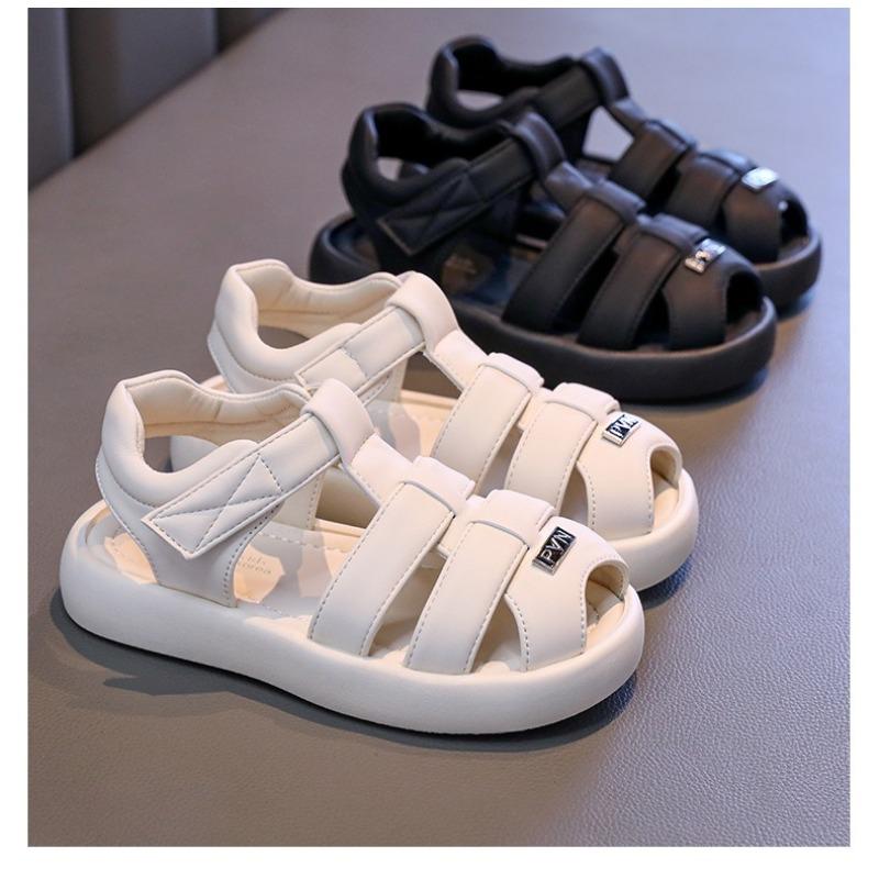 Children's Closed-Toe Sandals Anti-Slip Thick-Sole Beach Shoes for Girls, Hollow-Out Fashionable Casual Kid Sandals