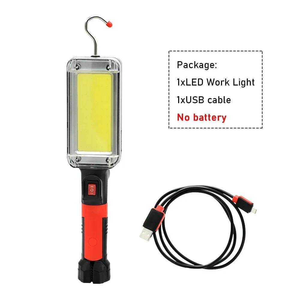Work Light Portable Lamp Hook Magnet Camping Lamp High Low COB USB Rechargeable 18650 Flashlight Torch Work Waterproof