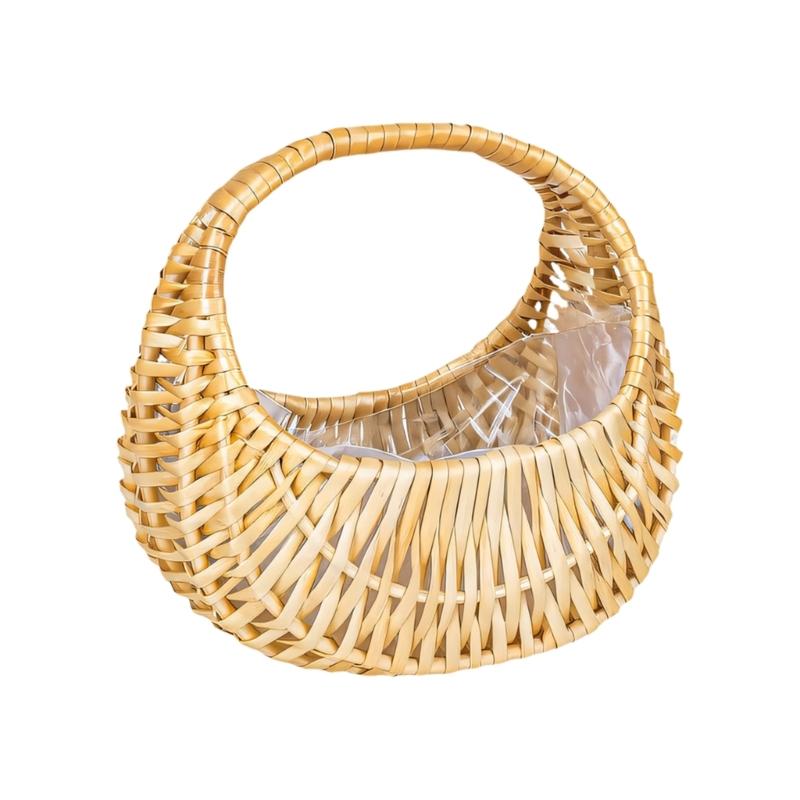 Handwoven Willow Small Basket Portable Carry Handle For Indoor Outdoor Use