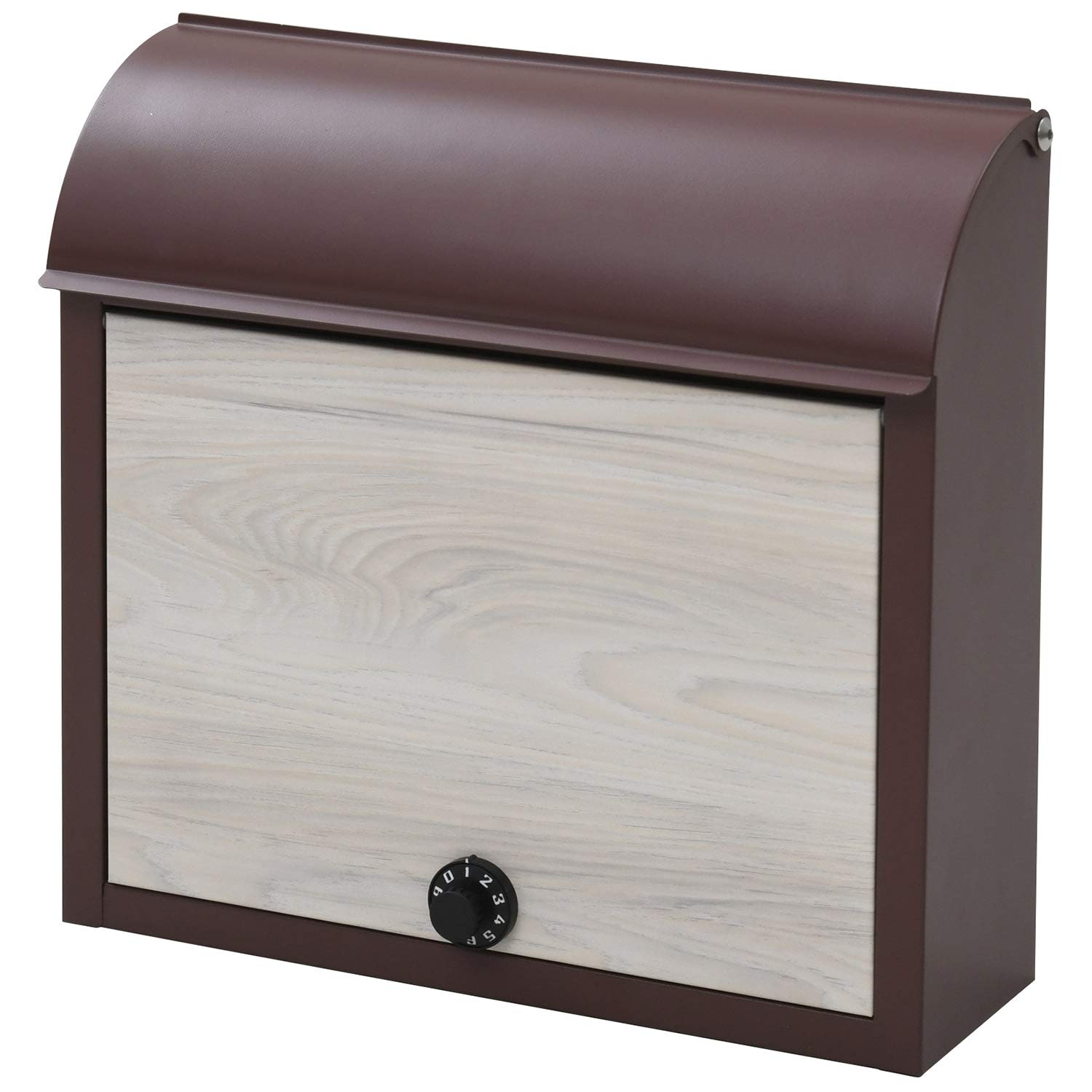 

Gardenmaster Mailbox with Dial Lock, 38cm Wide x 12cm Deep x 37cm High (Postbox/Delivery Box), Wall-Mounted, Brown/Ash, WP1603D(BR/WWD)