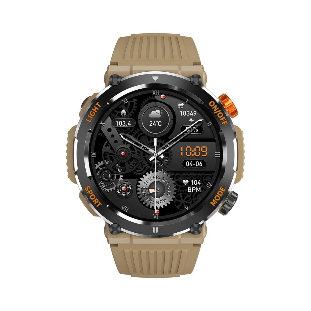 Rainbuvvy HT17 Montre Connectée Appel Bluetooth 1,46 pouces IPS IP67 Étanche Lumières LED 450mAh Fréquence Cardiaque Montre de Sport d'Extérieur