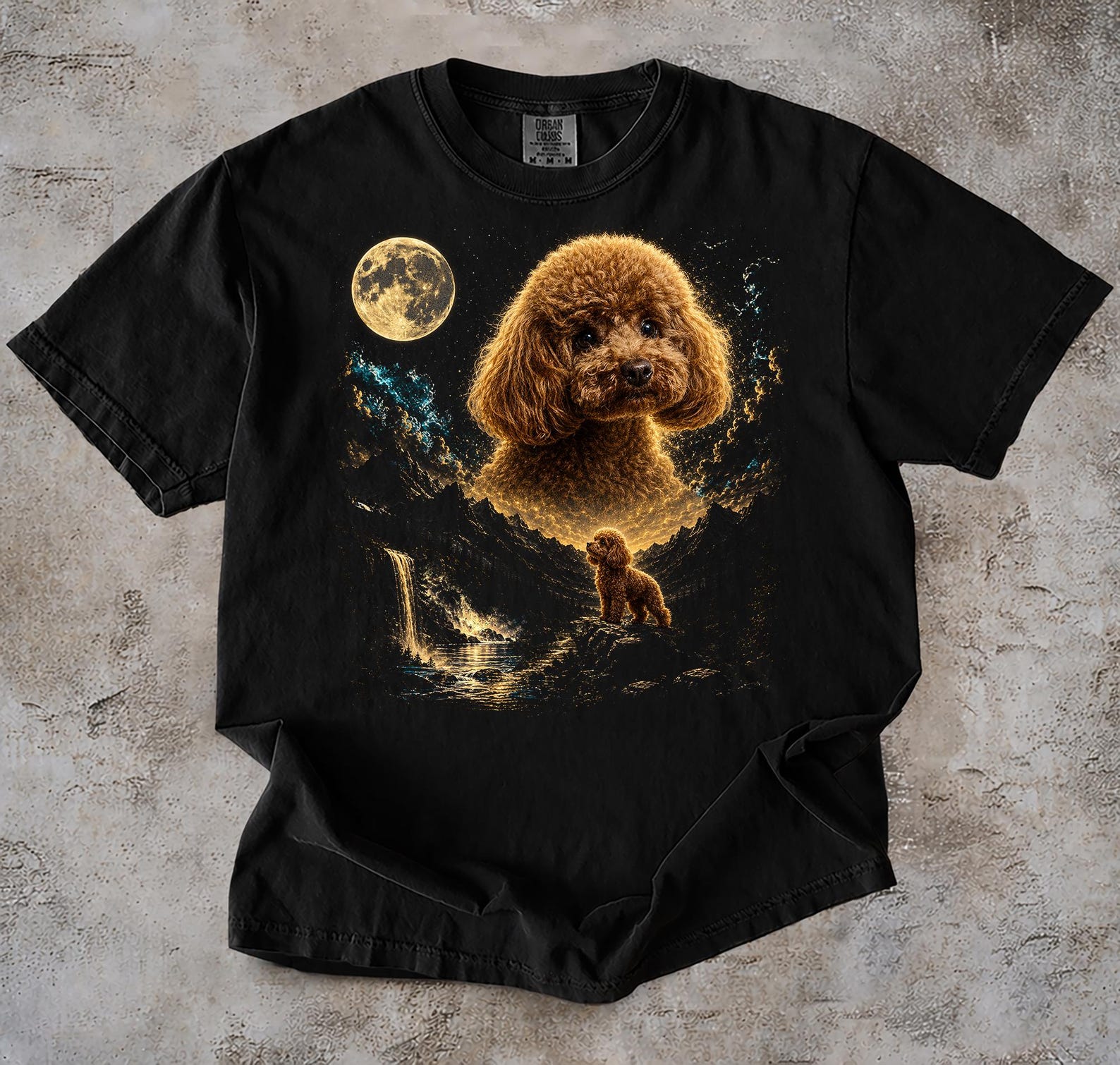 Poodle Howling Moon Comfort Colors T-Shirt, 90s Retro Dog Graphic Tee, Streetwear T-Shirt 4XL