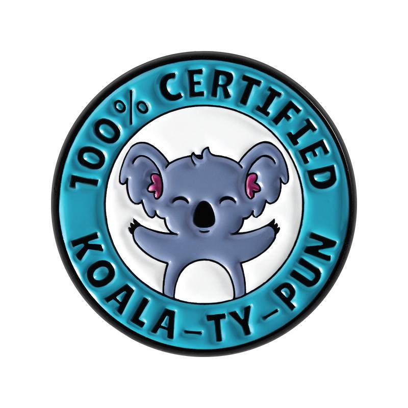 

100% Certified Koala-ty Pun Enamel Pins Koala Tea Koalified Nurse Funny Animal Pun Brooches Lapel Badge Jewelry Gift for Friends