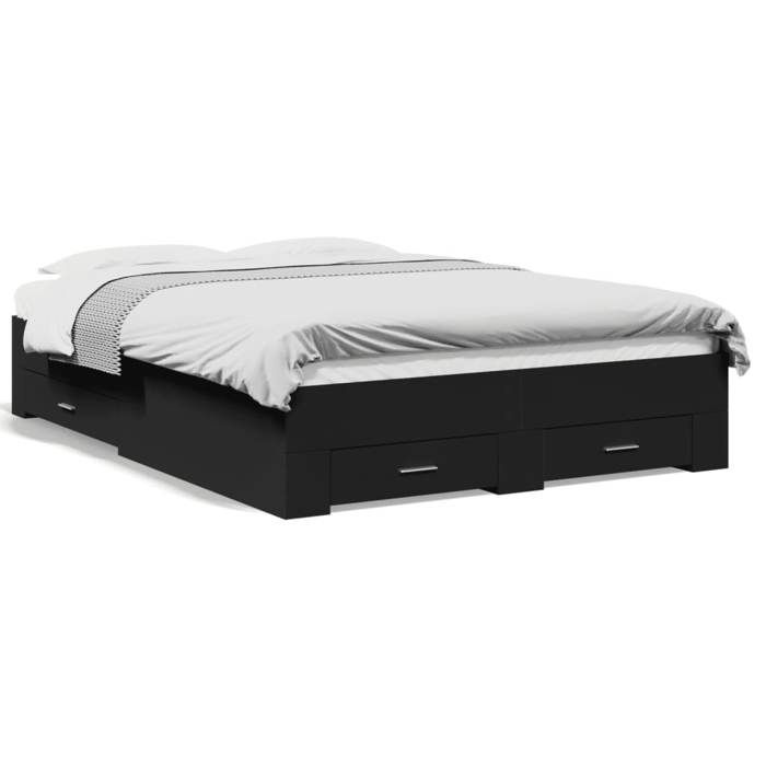 VidaXL Bed Frames and Drawers, Slatted Bed Base, Adult Bed, Double Bed for Bedroom Interior, Black 120x190 Cm 3280413