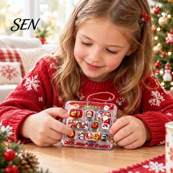 Adult Stress Relief Gift Christmas 7-Key Fidget Keyboard Keychain, Light Up Mini Game Toy, Portable Compact Accessory Stocking Stuffer Party