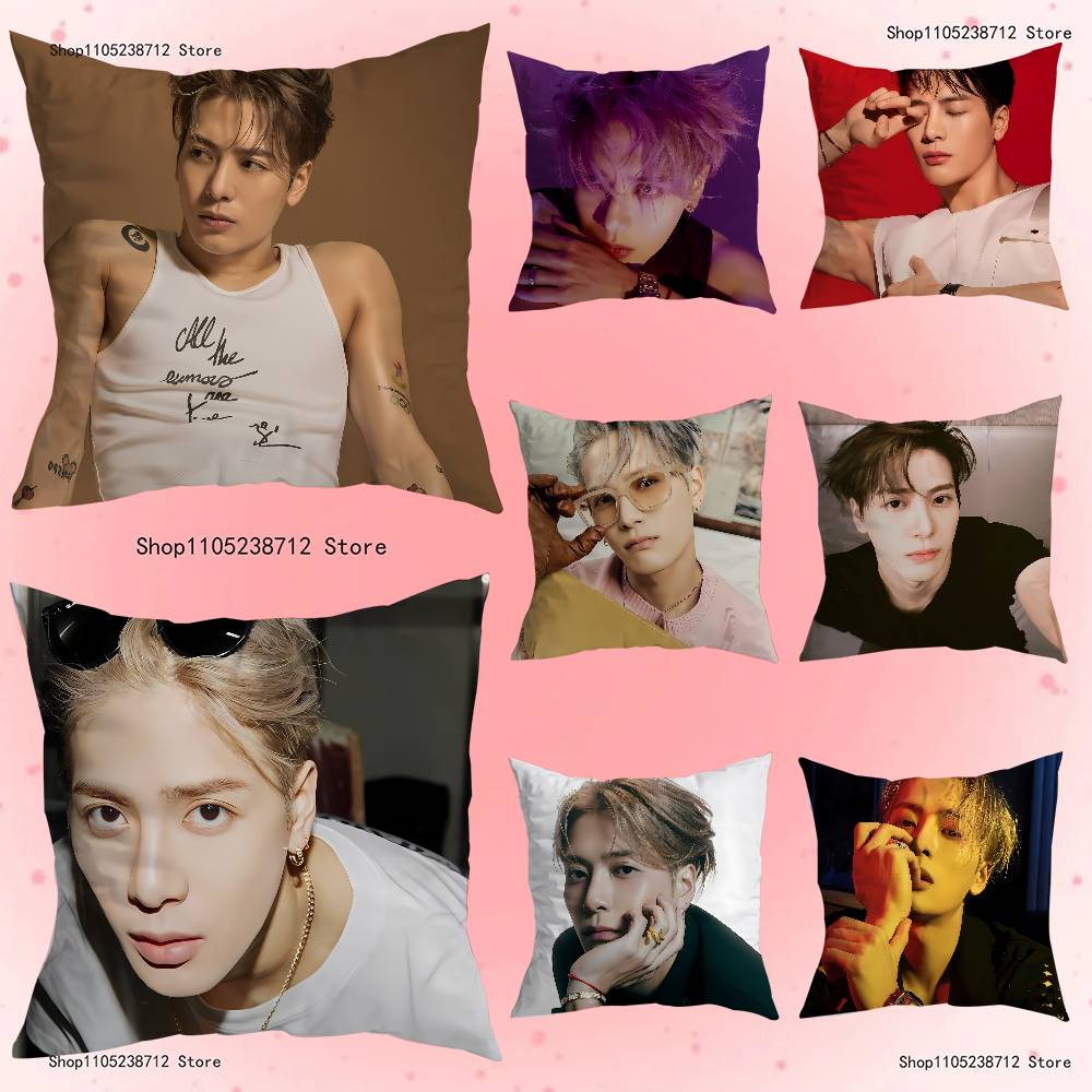 J-Jackson Wang Pillow Case Plush Fabric Soft Pillowcase Double Sided Print Sofa Cushion Cover Throw