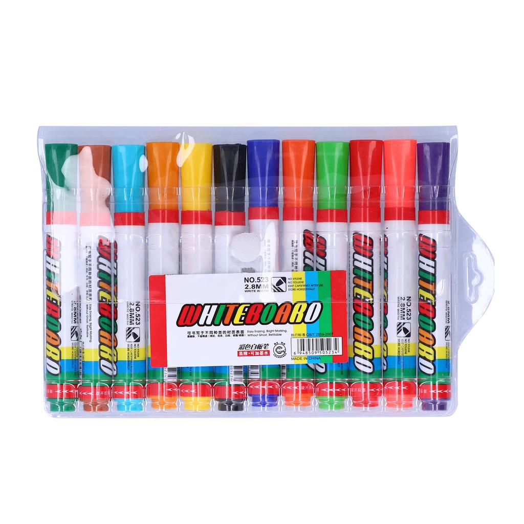 Whiteboard Pen Colorful Painting Pens Erasable Marker Children Drawing Graffiti Tool Set12‑Color