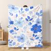 1pc Flannel Blanket Floral Blue Artistic Design Soft Comfortable And Warm This Nap Blanket/Sofa Blanket Is Suitable for All Season