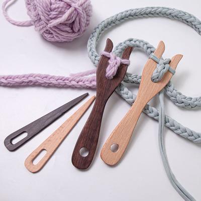 Kit 2 Peças Garfo de Tricô e Agulha de Olho Ferramenta de Cordão de Madeira Garfo Trançador Leve Garfo de Tricô Ferramenta Trançada
