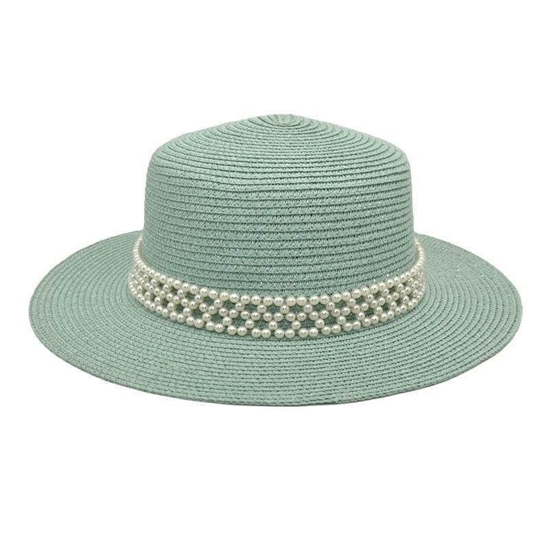 French hat summer new pearl flat top hat women's casual sun hat princess top hat trend